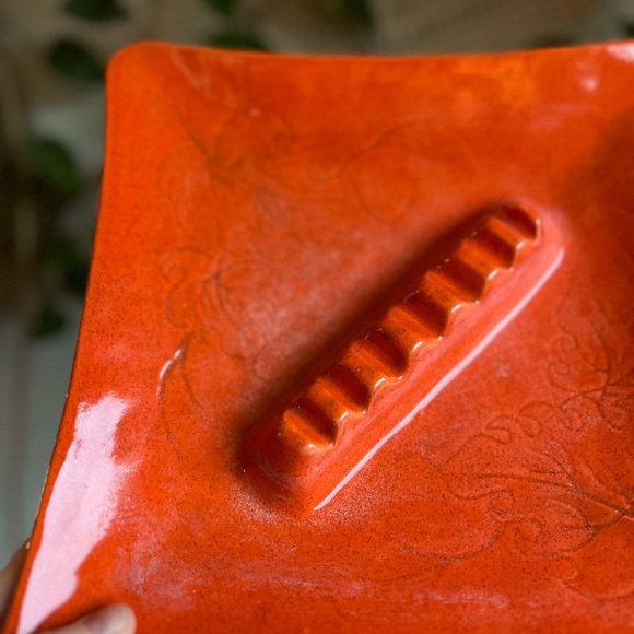 Mid Century Modern Orange Ceramic Catchall Ashtray Sculptural California Pottery - Picture 4 of 8